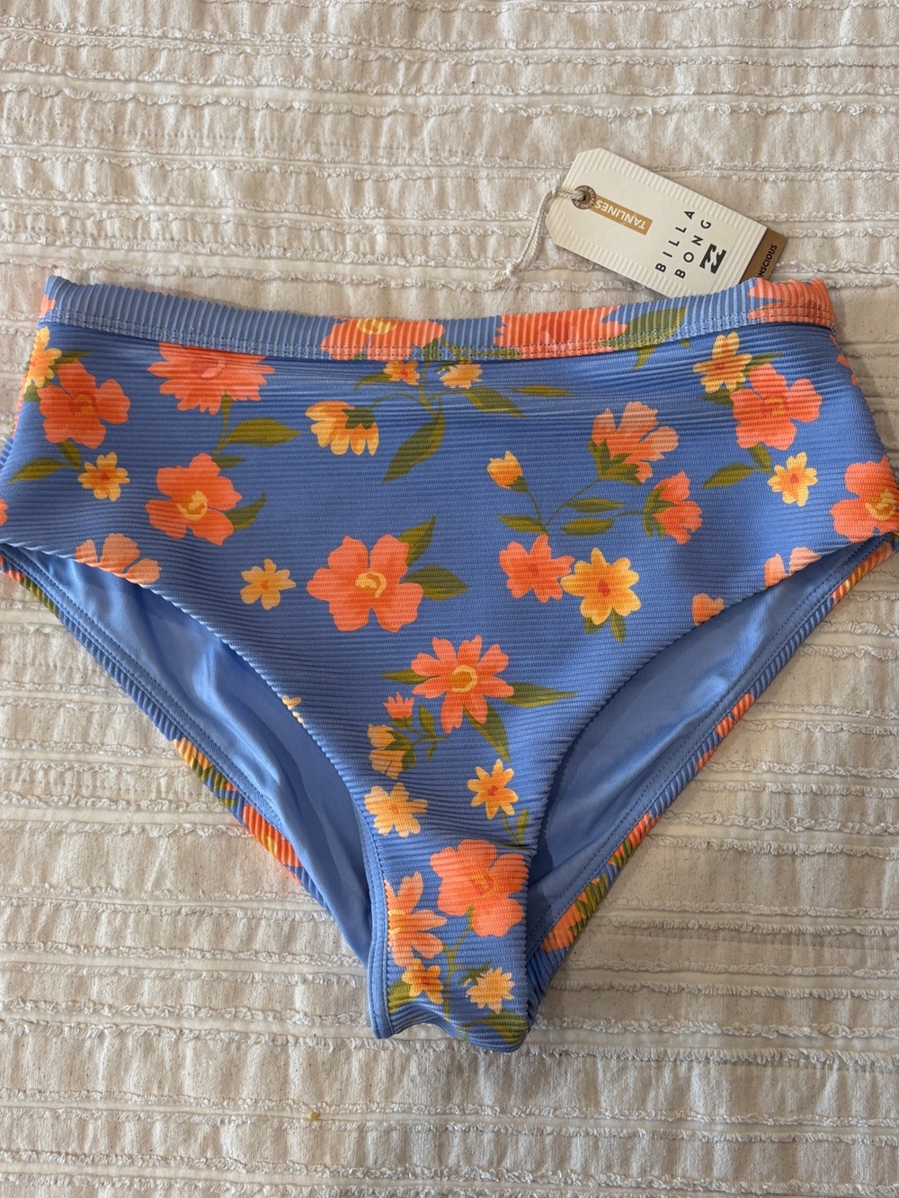 NWT Billabong Blue Floral High-Waist Bikini Bottoms